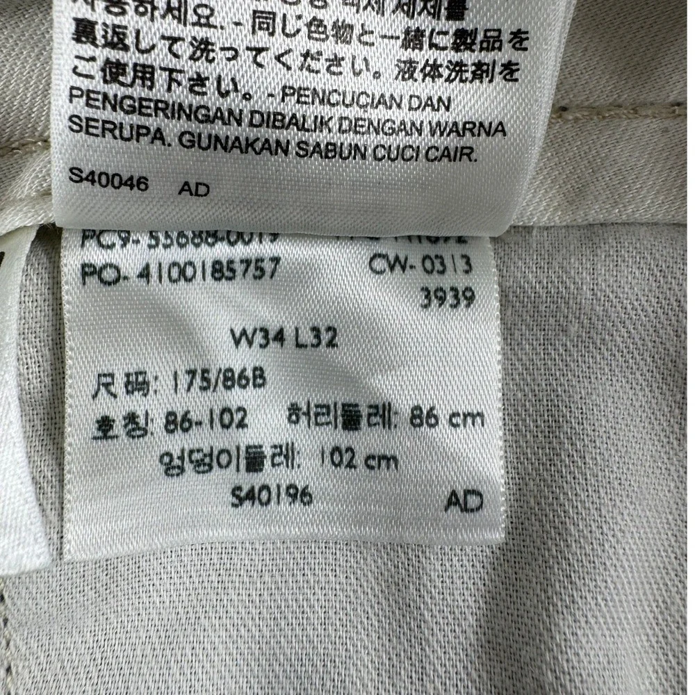 Levis Chino Pants Men 34x32 Blue Straight Leg 100% Cotton White‎ Tab Classic